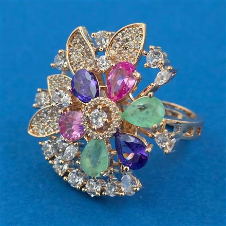 American Diamond Adjustable Ring with Carat Plating