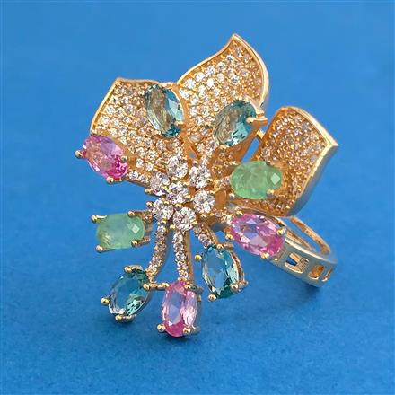 American Diamond Adjustable Ring with Carat Plating