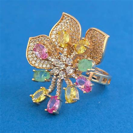 American Diamond Adjustable Ring with Carat Plating