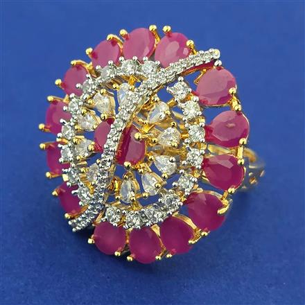 American Diamond Adjustable Ring with 2 Tone Plating