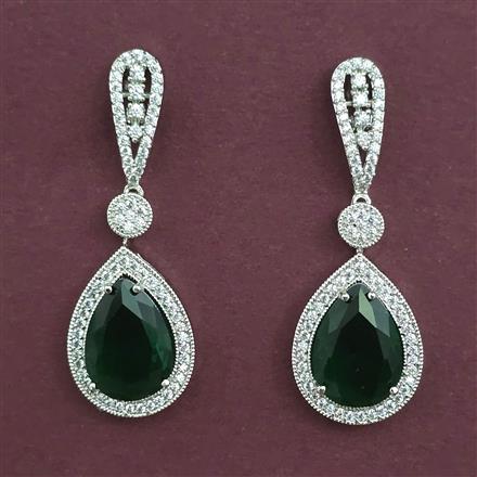 American Diamond Classic Earring with Rhodium Plating
