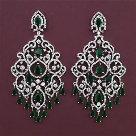 American Diamond Classic Earring with Rhodium Plating