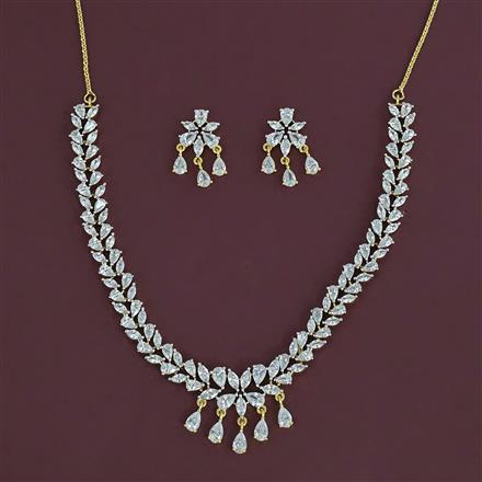 American Diamond Delicate Necklace with Rhodium Plating 2 Tone Plating