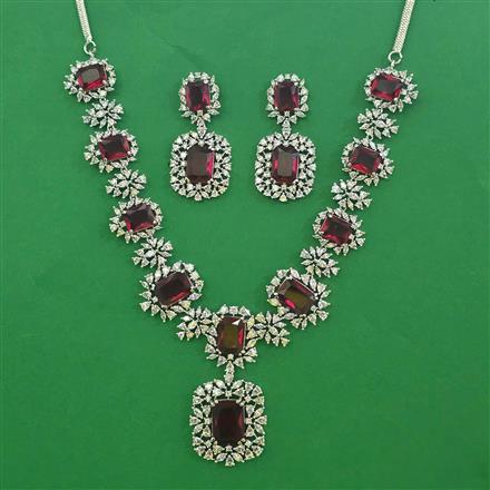 American Diamond Classic Necklace with Rhodium Plating