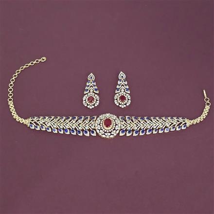 American Diamond Choker Necklace with Carat Plating
