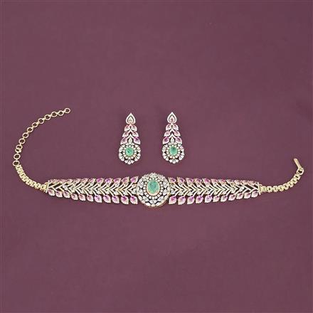 American Diamond Choker Necklace with Carat Plating