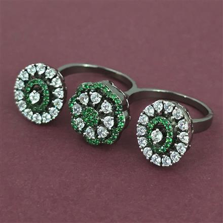 American Diamond Classic Ring with Black Plating