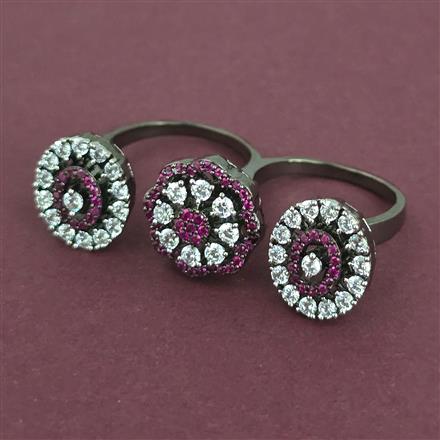 American Diamond Classic Ring with Black Plating