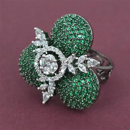 American Diamond Adjustable Ring with Black Plating