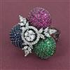 American Diamond Adjustable Ring with Black Plating