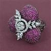 American Diamond Adjustable Ring with Black Plating