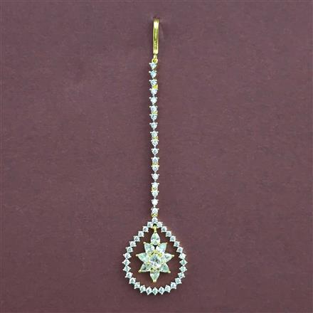 American Diamond Classic Tikka with Rhodium Plating 2 Tone Plating Mehndi Plating