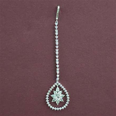 American Diamond Classic Tikka with Rhodium Plating 2 Tone Plating Mehndi Plating