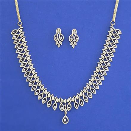 American Diamond Classic Necklace with Rhodium Plating Carat Plating