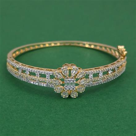 American Diamond Openable kada with Rhodium Plating 2 Tone Plating Mehndi Plating