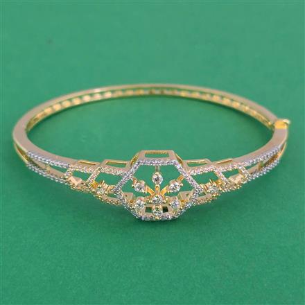 American Diamond Openable kada with Rhodium Plating 2 Tone Plating Mehndi Plating