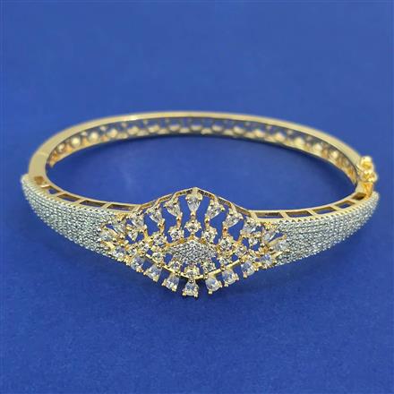 American Diamond Openable kada with Rhodium Plating 2 Tone Plating Mehndi Plating