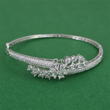 American Diamond Openable kada with Rhodium Plating