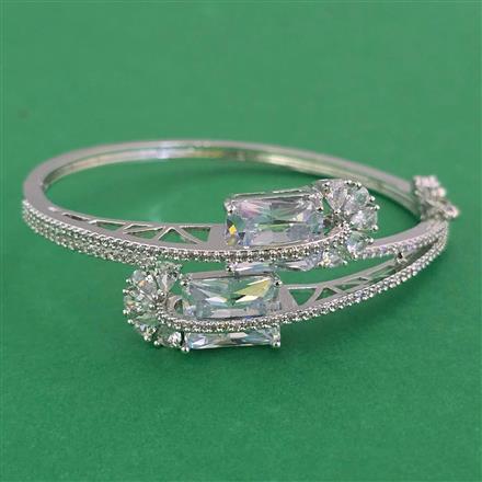 American Diamond Openable kada with Rhodium Plating