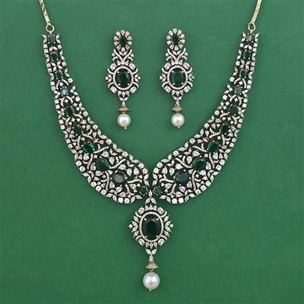 American Diamond Classic Necklace with Mehndi Plating