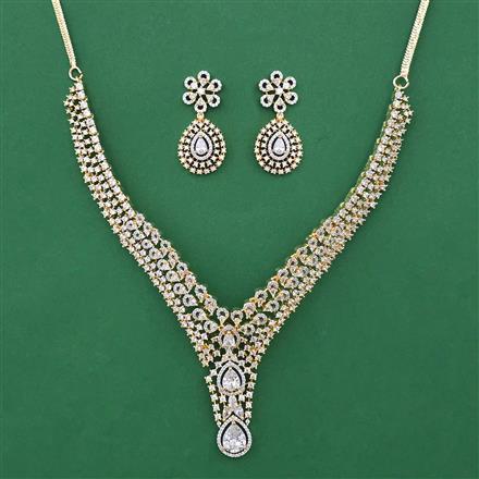 American Diamond Classic Necklace with Rhodium Plating 2 Tone Plating Mehndi Plating