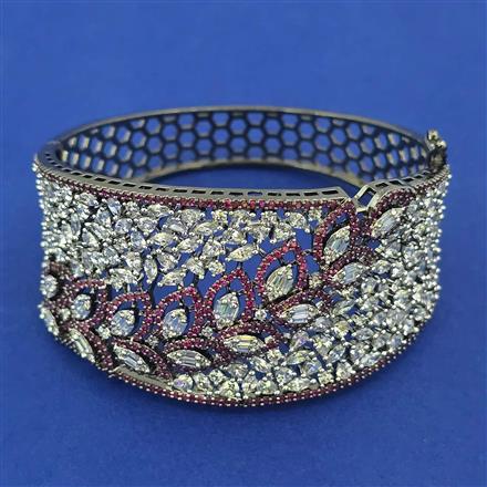 American Diamond Broad Kada with Black Plating