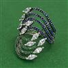 American Diamond Adjustable Ring with Black Plating