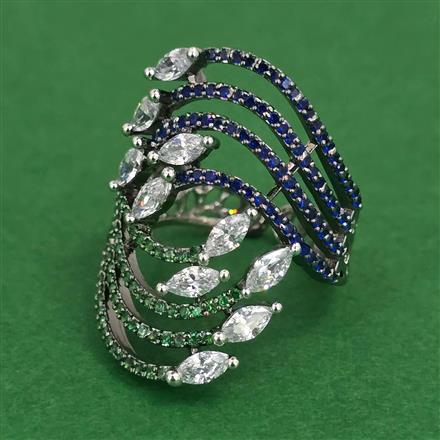 American Diamond Adjustable Ring with Black Plating