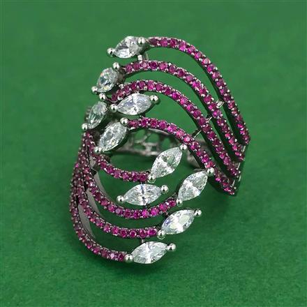 American Diamond Adjustable Ring with Black Plating