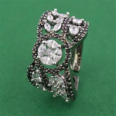 American Diamond Adjustable Ring with Black Plating