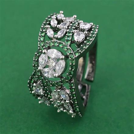 American Diamond Adjustable Ring with Black Plating