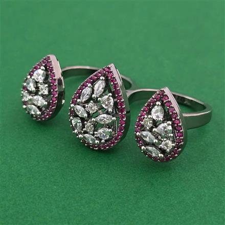American Diamond Classic Ring with Black Plating