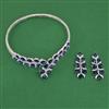 American Diamond Hasli Necklace with Rhodium Plating