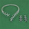 American Diamond Hasli Necklace with Rhodium Plating