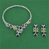 American Diamond Hasli Necklace with Rhodium Plating