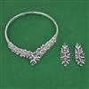 American Diamond Hasli Necklace with Rhodium Plating