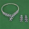 American Diamond Hasli Necklace with Rhodium Plating