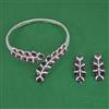 American Diamond Hasli Necklace with Rhodium Plating