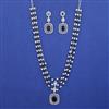 American Diamond Layered Necklace with Rhodium Plating