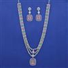 American Diamond Layered Necklace with Rhodium Plating