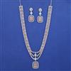 American Diamond Layered Necklace with Rhodium Plating