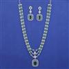 American Diamond Layered Necklace with Rhodium Plating
