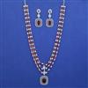 American Diamond Layered Necklace with Rhodium Plating