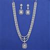 American Diamond Layered Necklace with Rhodium Plating