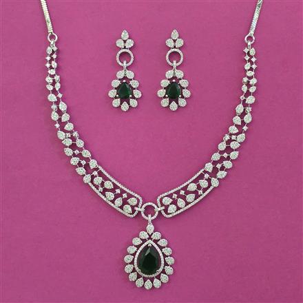 American Diamond Classic Necklace with Rhodium Plating