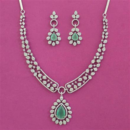 American Diamond Classic Necklace with Rhodium Plating
