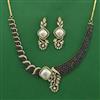 American Diamond Pearl Necklace with Mehndi Plating