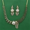 American Diamond Pearl Necklace with Mehndi Plating