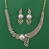 American Diamond Pearl Necklace with Mehndi Plating