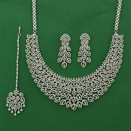 American Diamond Classic Necklace with Rhodium Plating 2 Tone Plating Mehndi Plating
